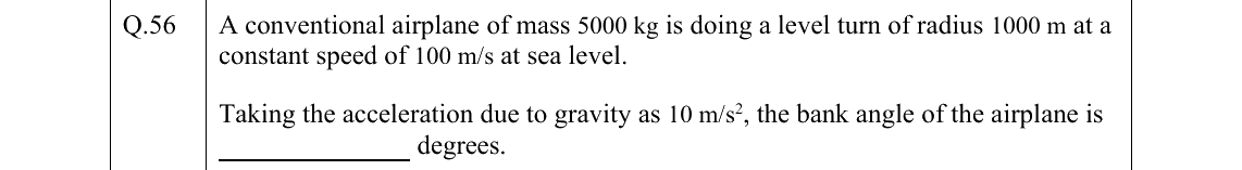 GATE AE Flight Mechanics question, GATE 2022 Q.56