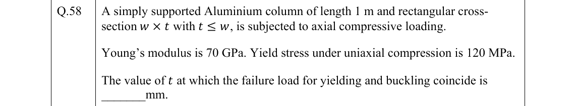 GATE AE Aircraft Structures question, GATE 2022 Q.58