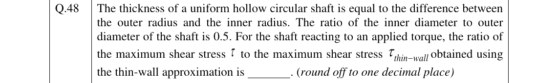 GATE AE Aircraft Structures question, GATE 2023 Q.48