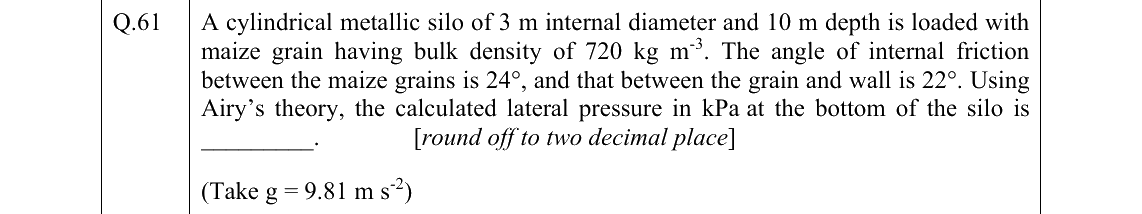 GATE 2022 AG question 61