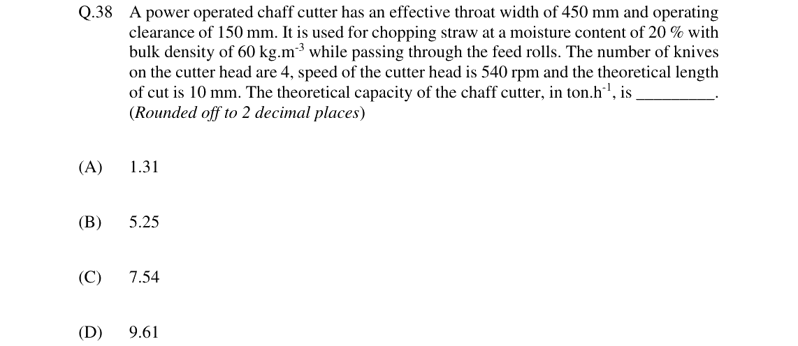 GATE 2024 AG question 38