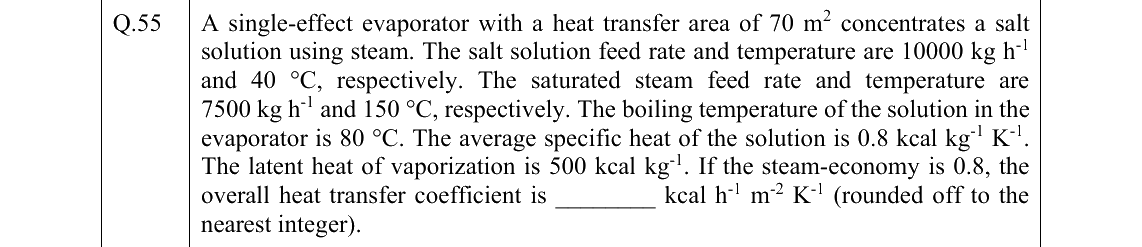 GATE 2022 CH question 55