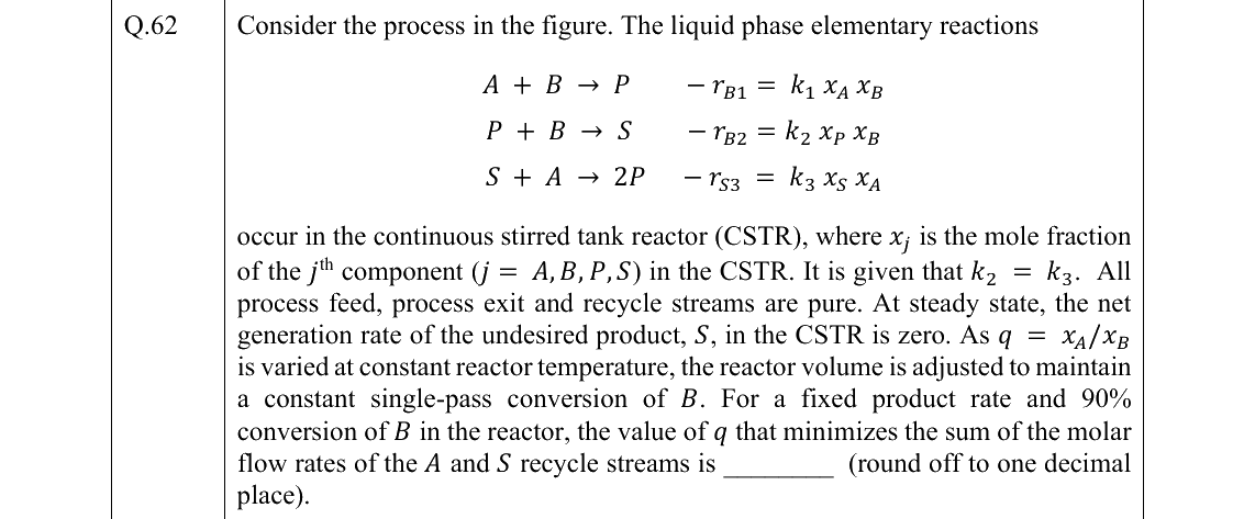 GATE 2022 CH question 62