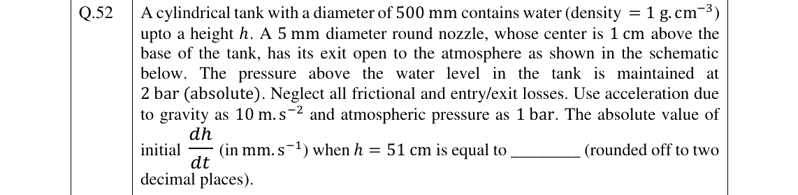 GATE 2023 CH question 52