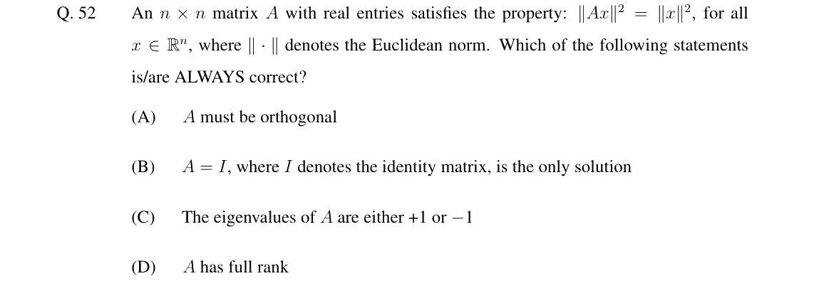 GATE 2025 DA question 52