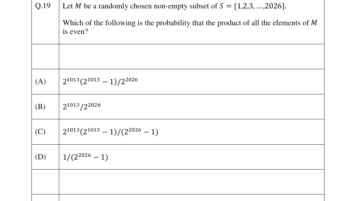 GATE 2026 DA question 19
