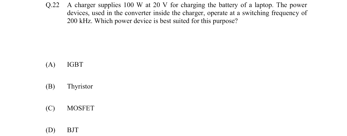 GATE 2022 EE question 22