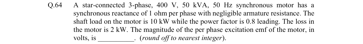 GATE 2022 EE question 64