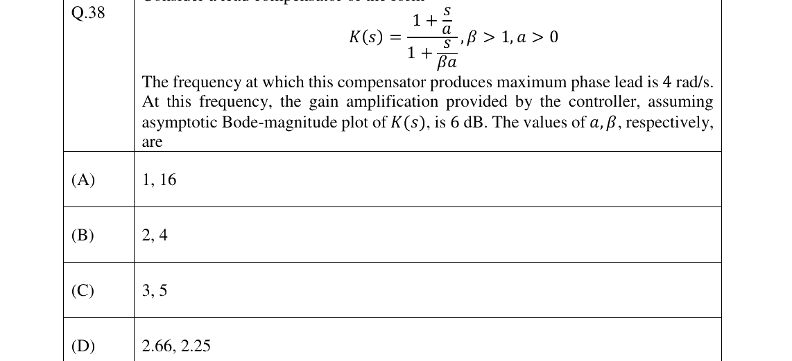 GATE 2023 EE question 38