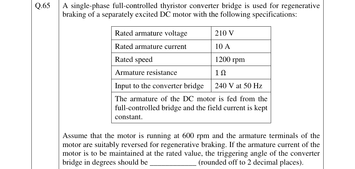 GATE 2024 EE question 65