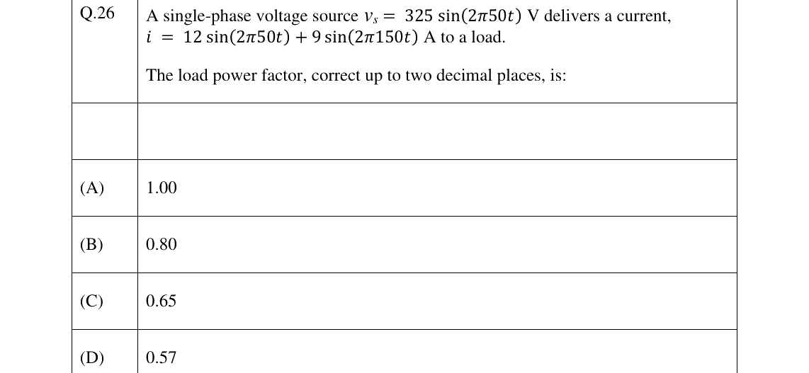 GATE 2026 EE question 26
