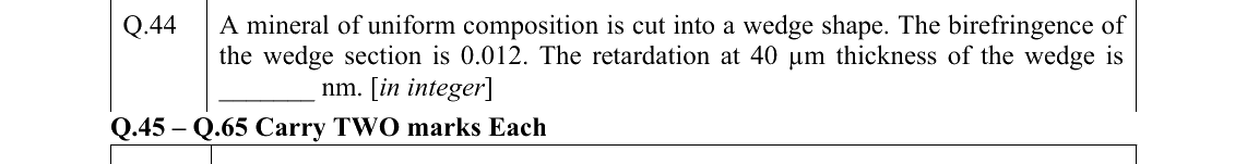 GATE 2022 GG question 44