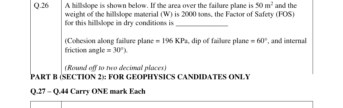 GATE 2025 GG question 26