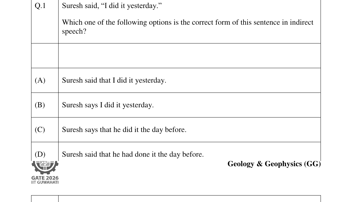 GATE 2026 GG question 1