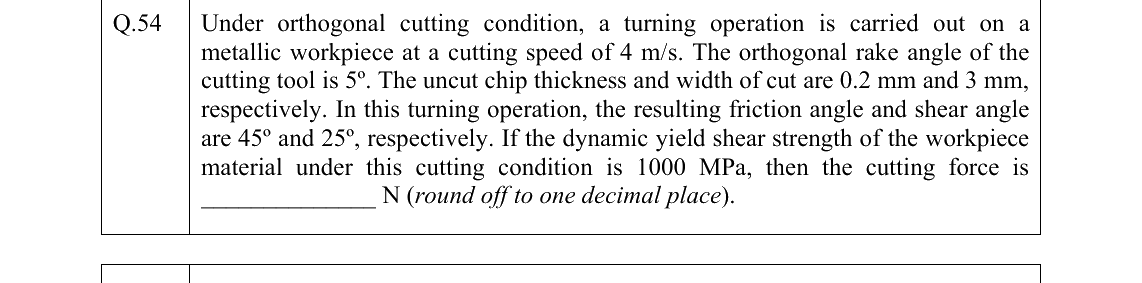 GATE 2022 ME question 54