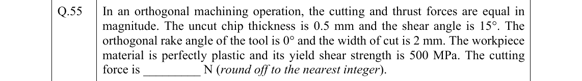 GATE 2022 ME question 55