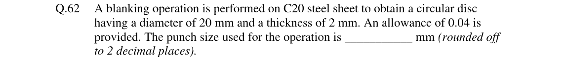 GATE 2024 ME question 62