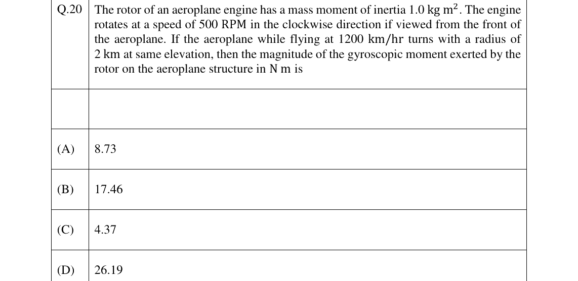 GATE 2026 ME question 20