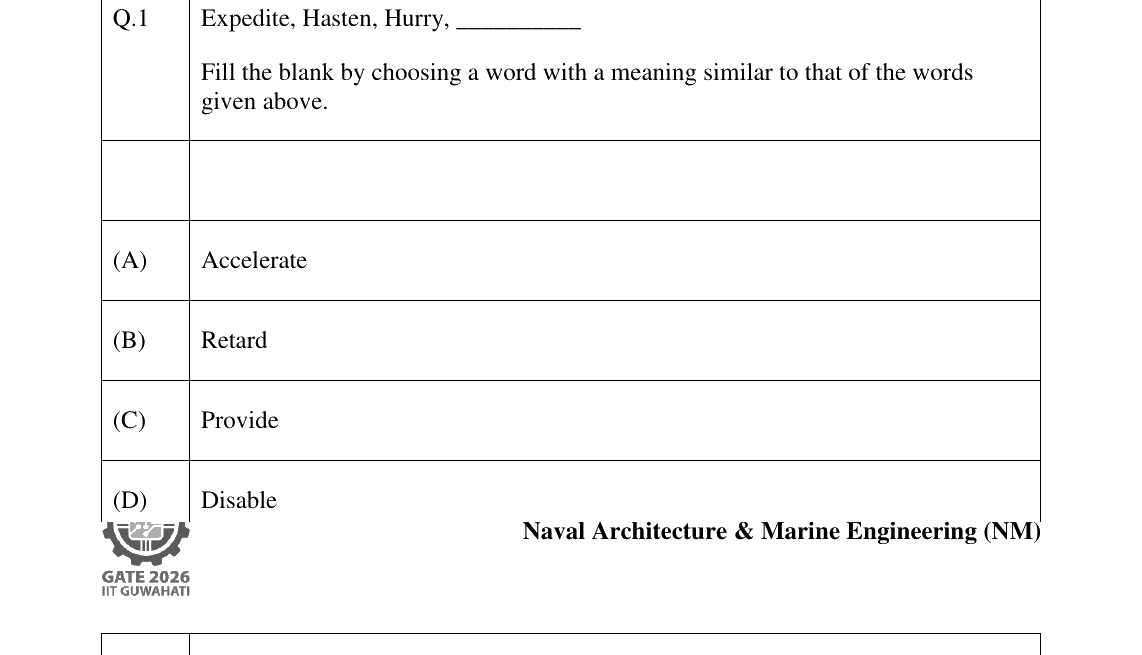 GATE 2026 NM question 1