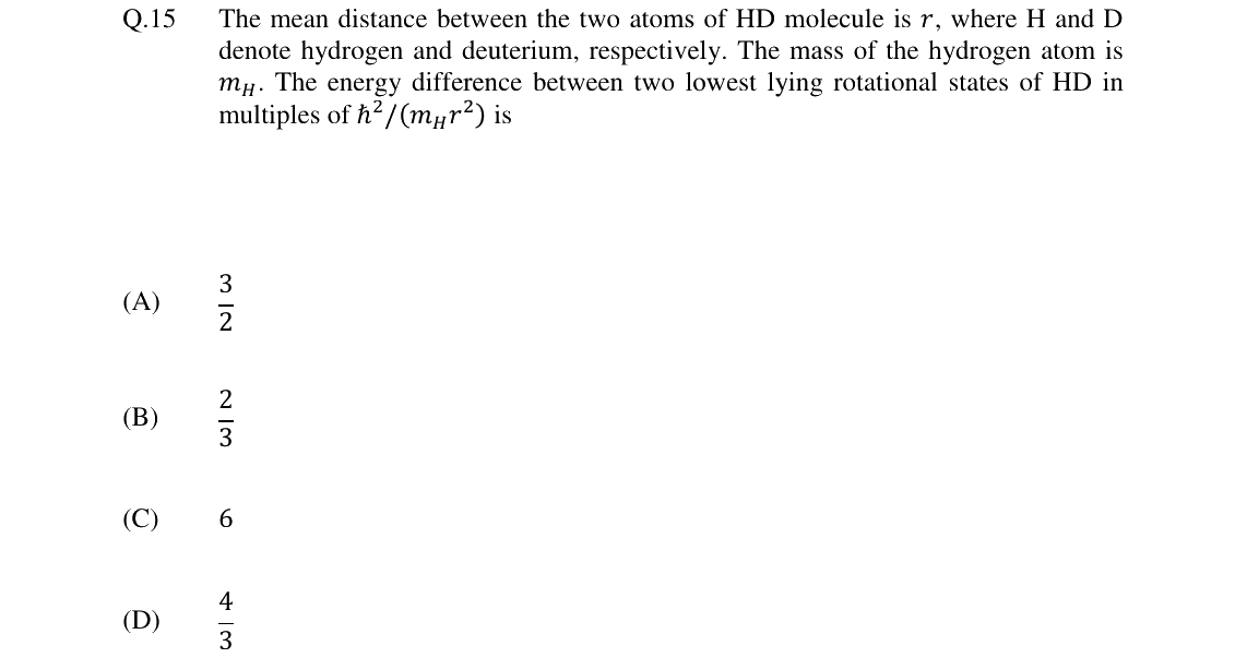 GATE 2024 PH question 15
