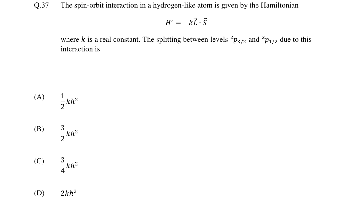 GATE 2024 PH question 37
