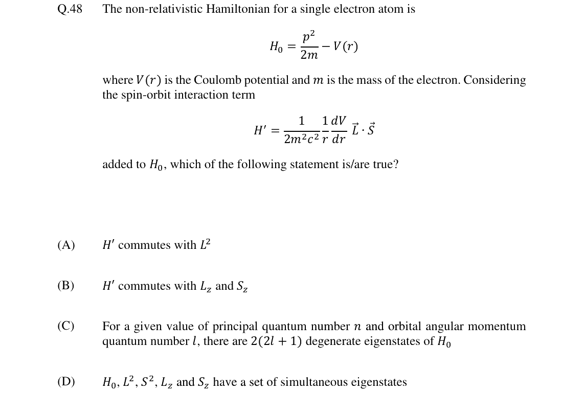 GATE 2024 PH question 48