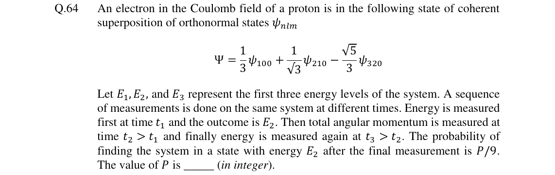 GATE 2024 PH question 64