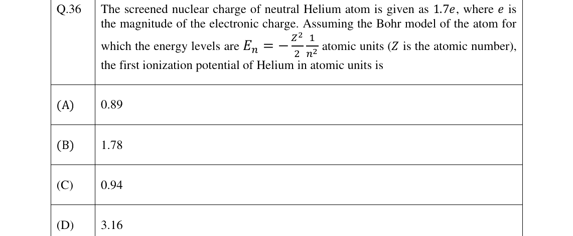 GATE 2025 PH question 36