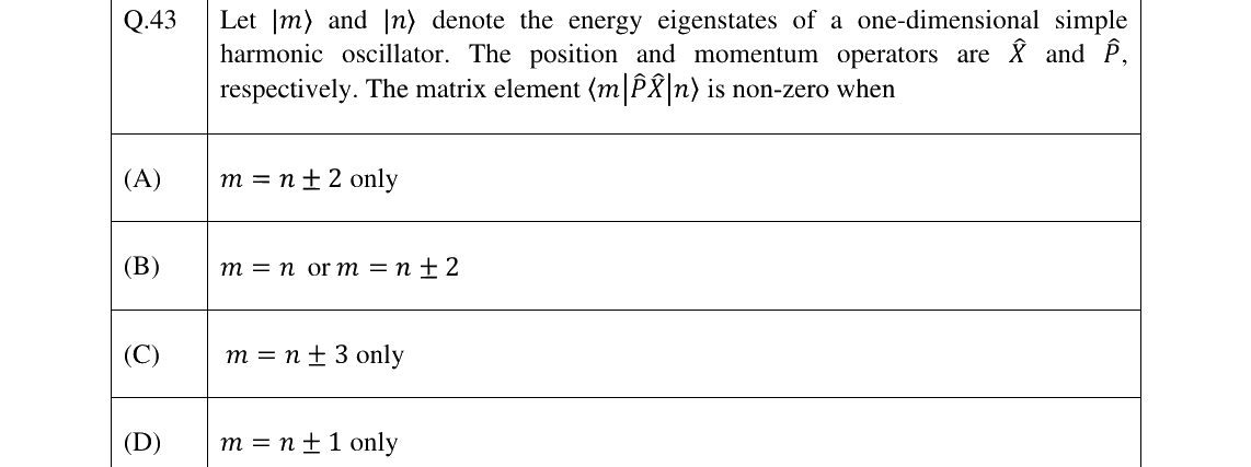 GATE 2025 PH question 43