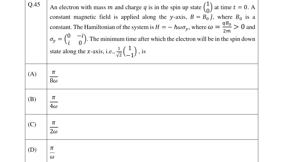 GATE 2025 PH question 45