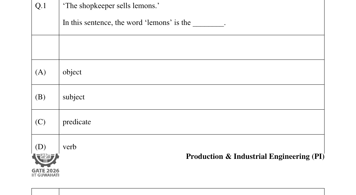 GATE 2026 PI question 1