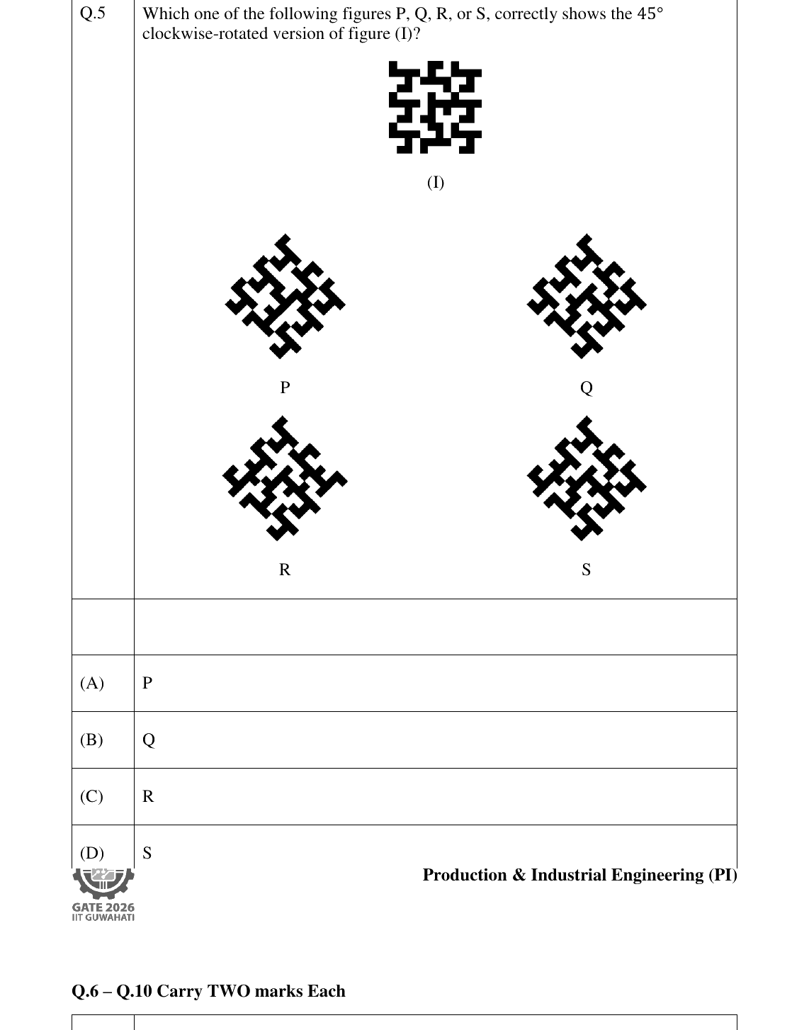 GATE 2026 PI question 5
