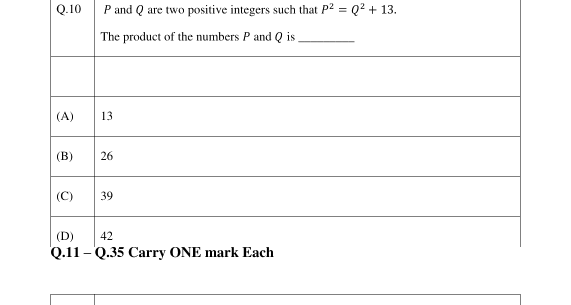 GATE 2026 PI question 10