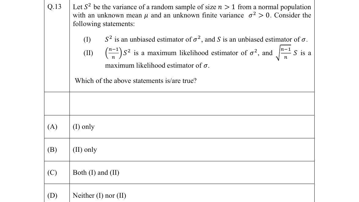 GATE 2022 ST question 13