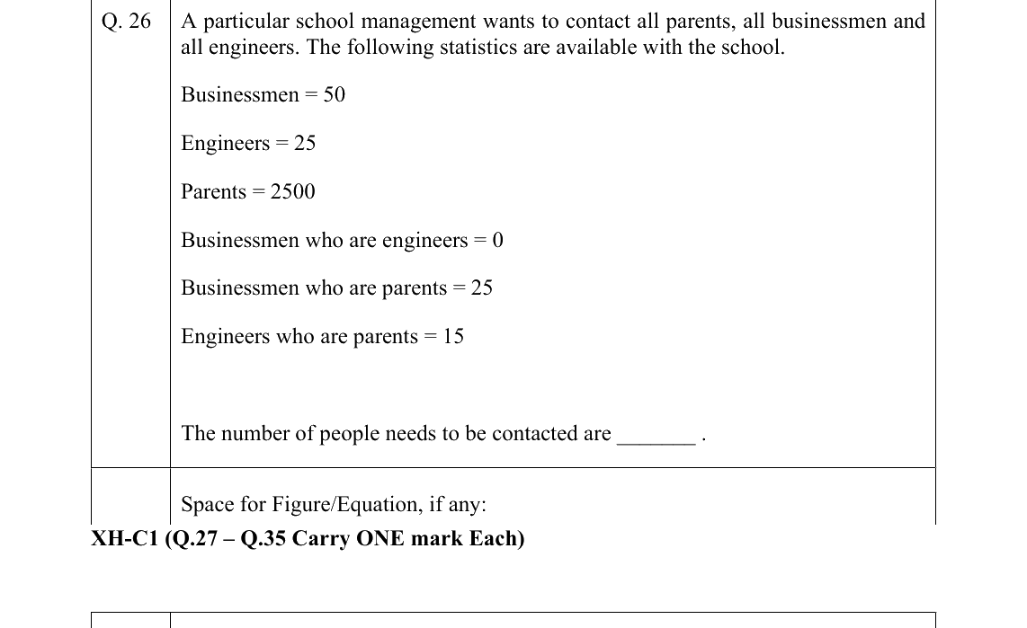GATE 2022 XH-C1 question 26