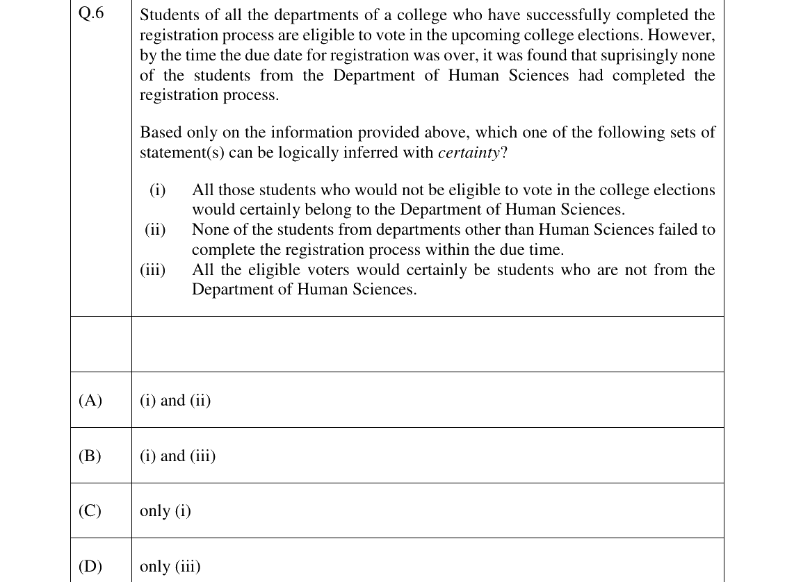 GATE 2023 XH-C1 question 6