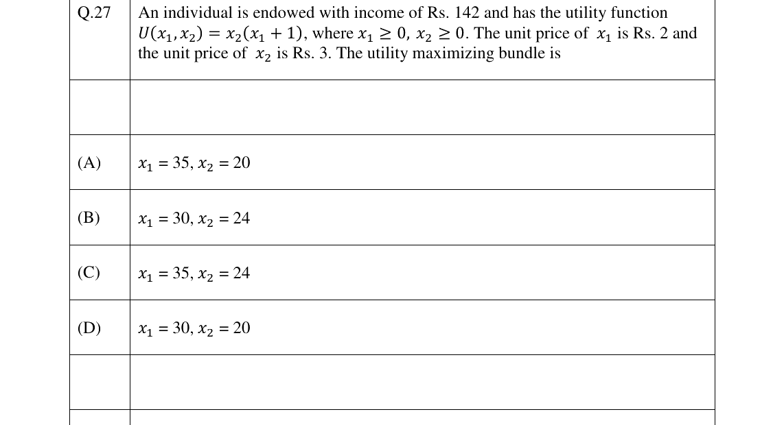 GATE 2023 XH-C1 question 27