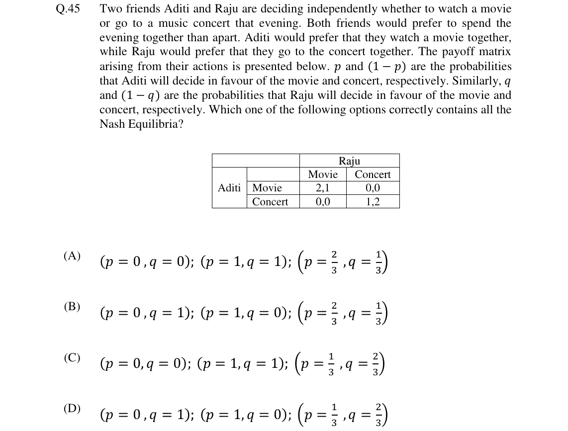 GATE 2024 XH-C1 question 45