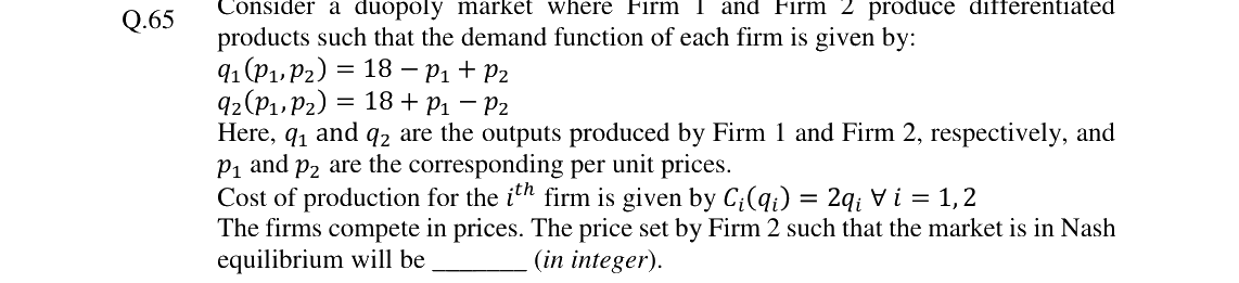GATE 2024 XH-C1 question 65
