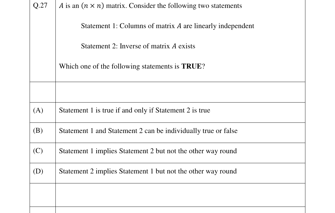 GATE 2026 XH-C1 question 27