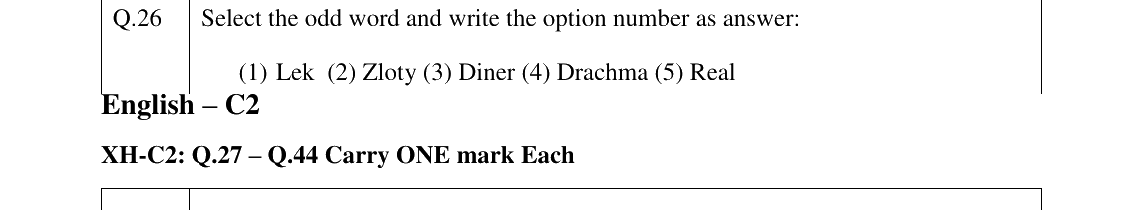 GATE 2023 XH-C2 question 26