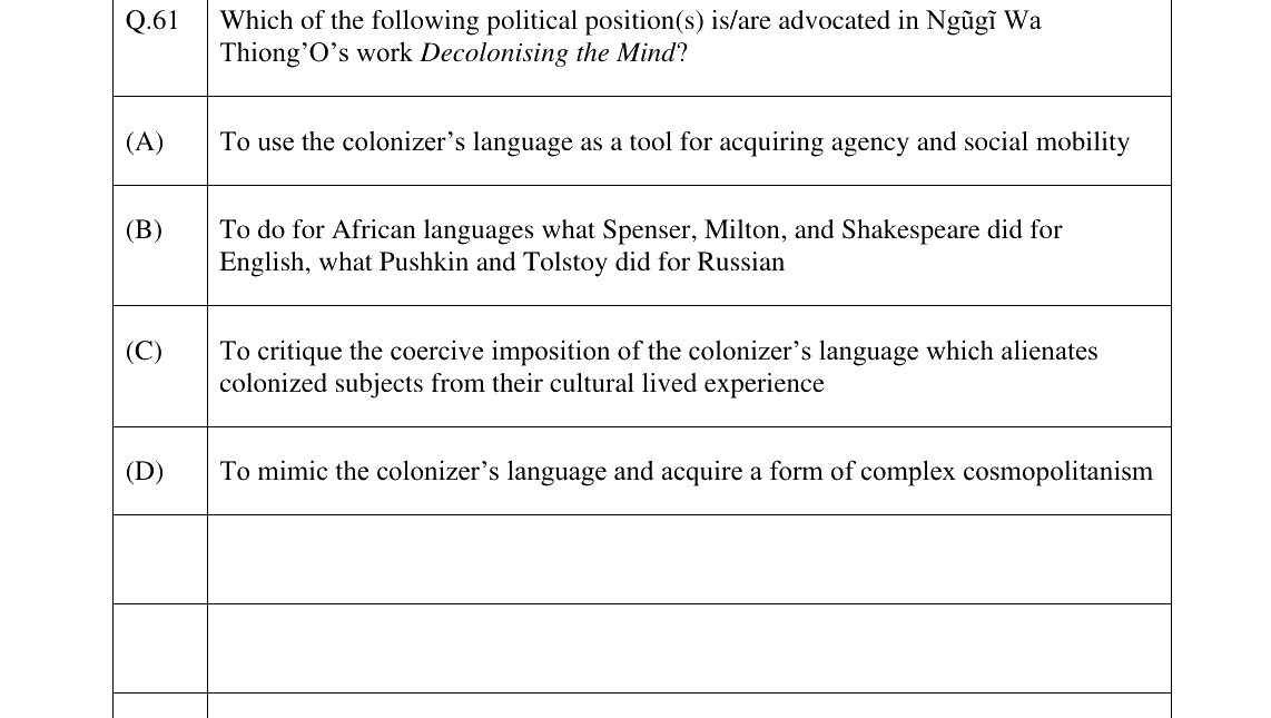 GATE 2025 XH-C2 question 61
