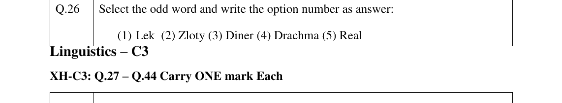 GATE 2023 XH-C3 question 26