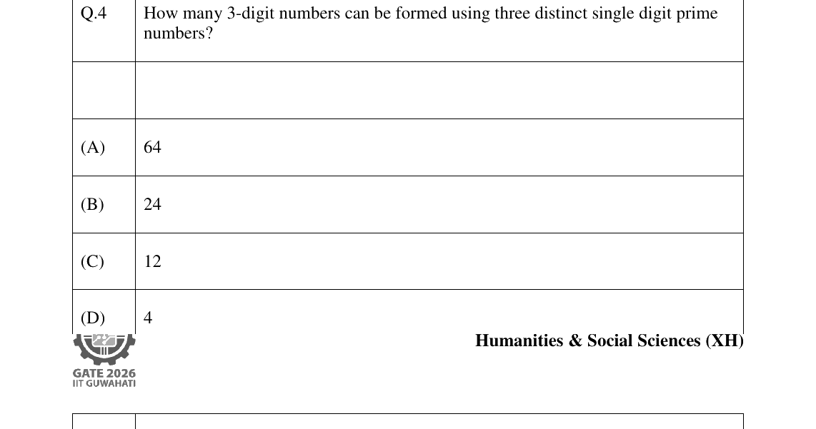 GATE 2026 XH-C3 question 4