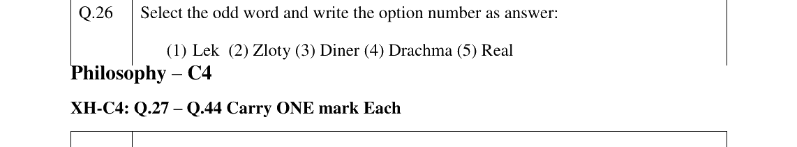 GATE 2023 XH-C4 question 26