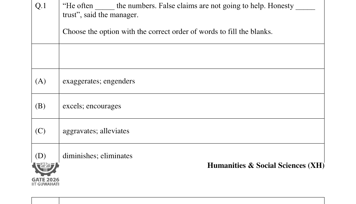 GATE 2026 XH-C5 question 1