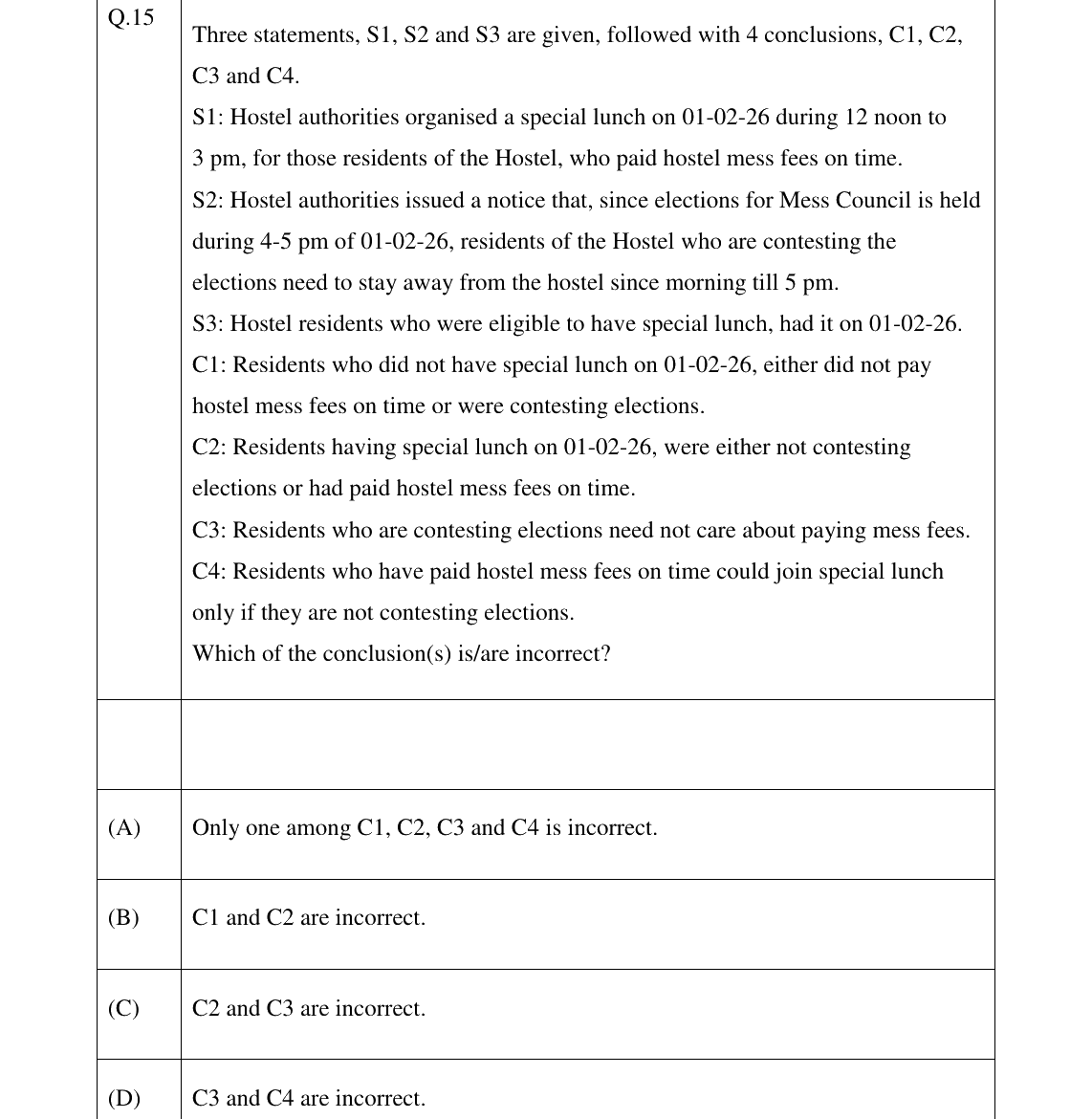 GATE 2026 XH-C5 question 15