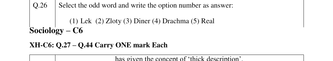GATE 2023 XH-C6 question 26